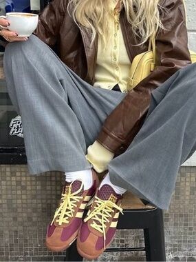 Adidas SL 72 OG Maroon Yellow Retro Sneakers Cool Girl Size 9 (Fits 9.5)